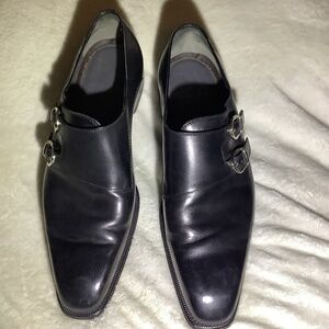 David August leather double monk-strap shoes